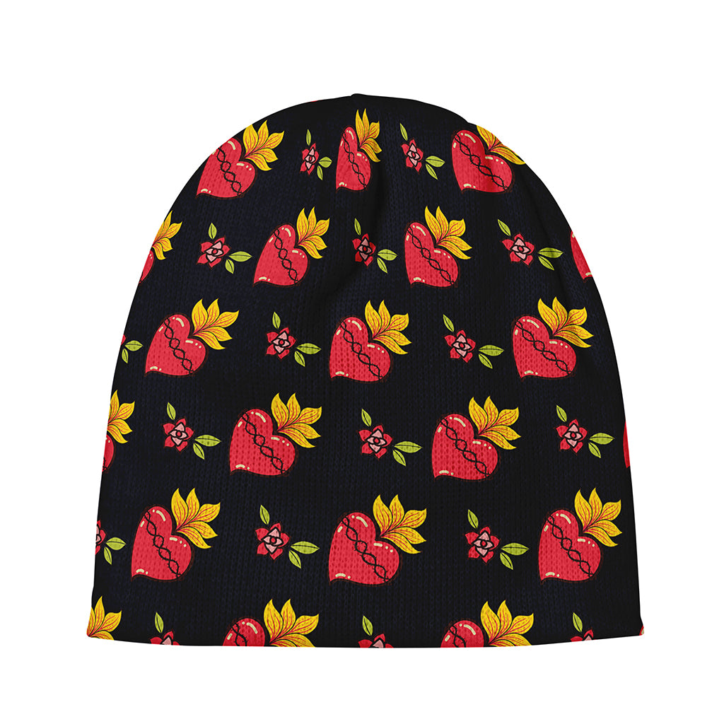 Sacred Heart Pattern Print Beanie