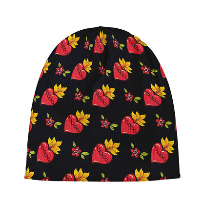 Sacred Heart Pattern Print Beanie