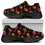 Sacred Heart Pattern Print Black Chunky Shoes