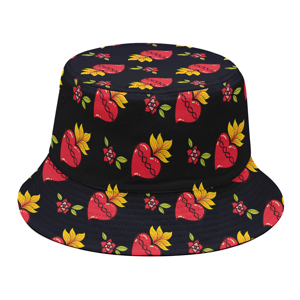 Sacred Heart Pattern Print Bucket Hat