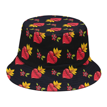 Sacred Heart Pattern Print Bucket Hat
