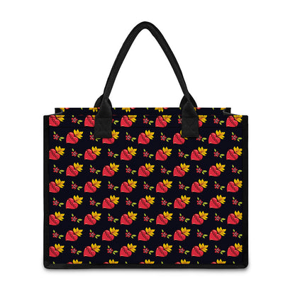 Sacred Heart Pattern Print Canvas Tote Bag