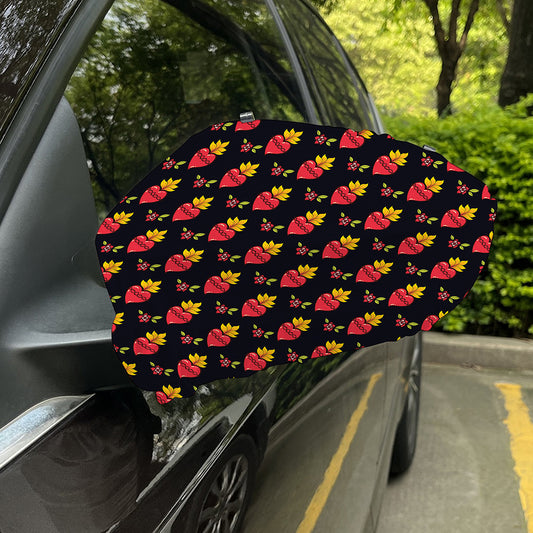 Sacred Heart Pattern Print Car Side Mirror Covers