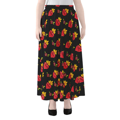 Sacred Heart Pattern Print Chiffon Maxi Skirt