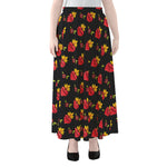 Sacred Heart Pattern Print Chiffon Maxi Skirt