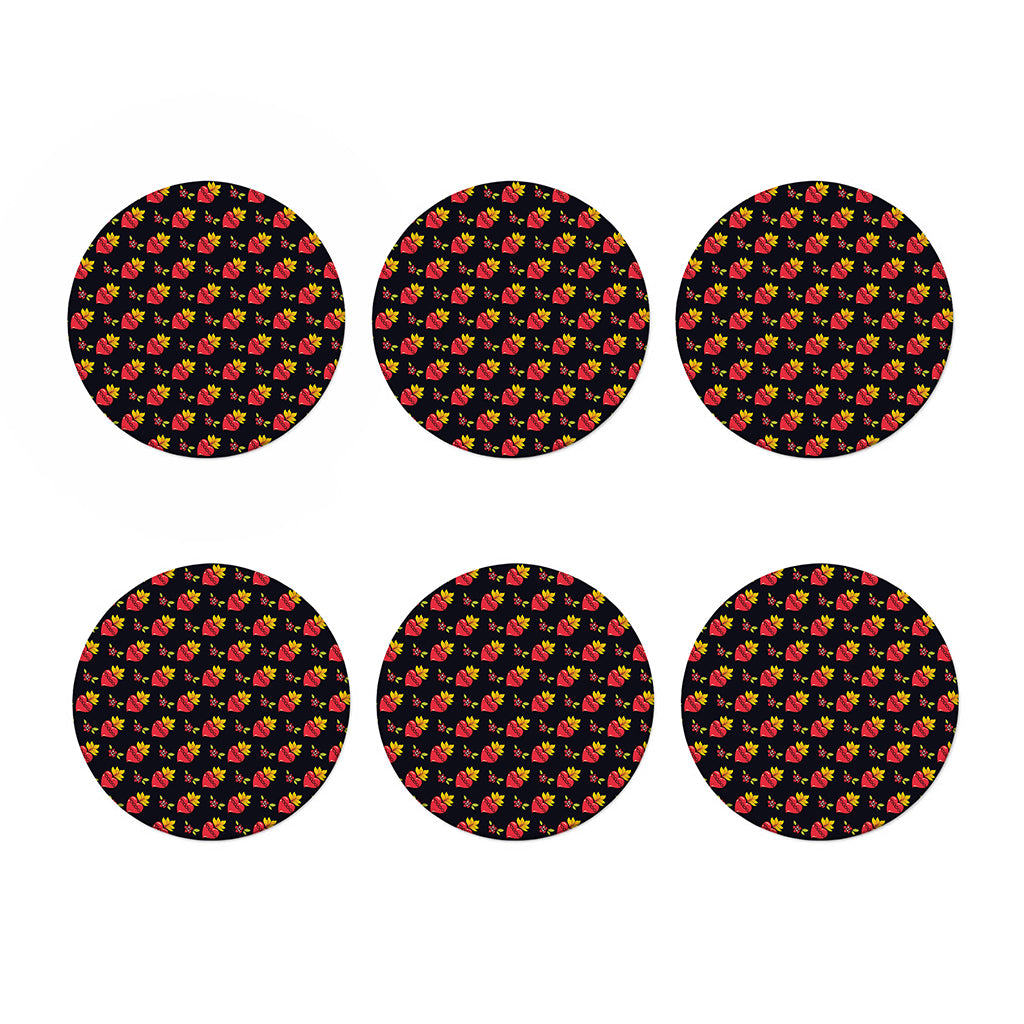 Sacred Heart Pattern Print Coaster Set