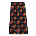 Sacred Heart Pattern Print Cotton Front Slit Maxi Skirt