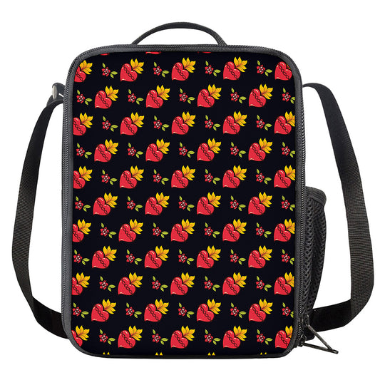 Sacred Heart Pattern Print Crossbody Lunch Bag