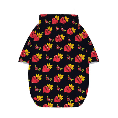 Sacred Heart Pattern Print Dog Zip Up Hoodie