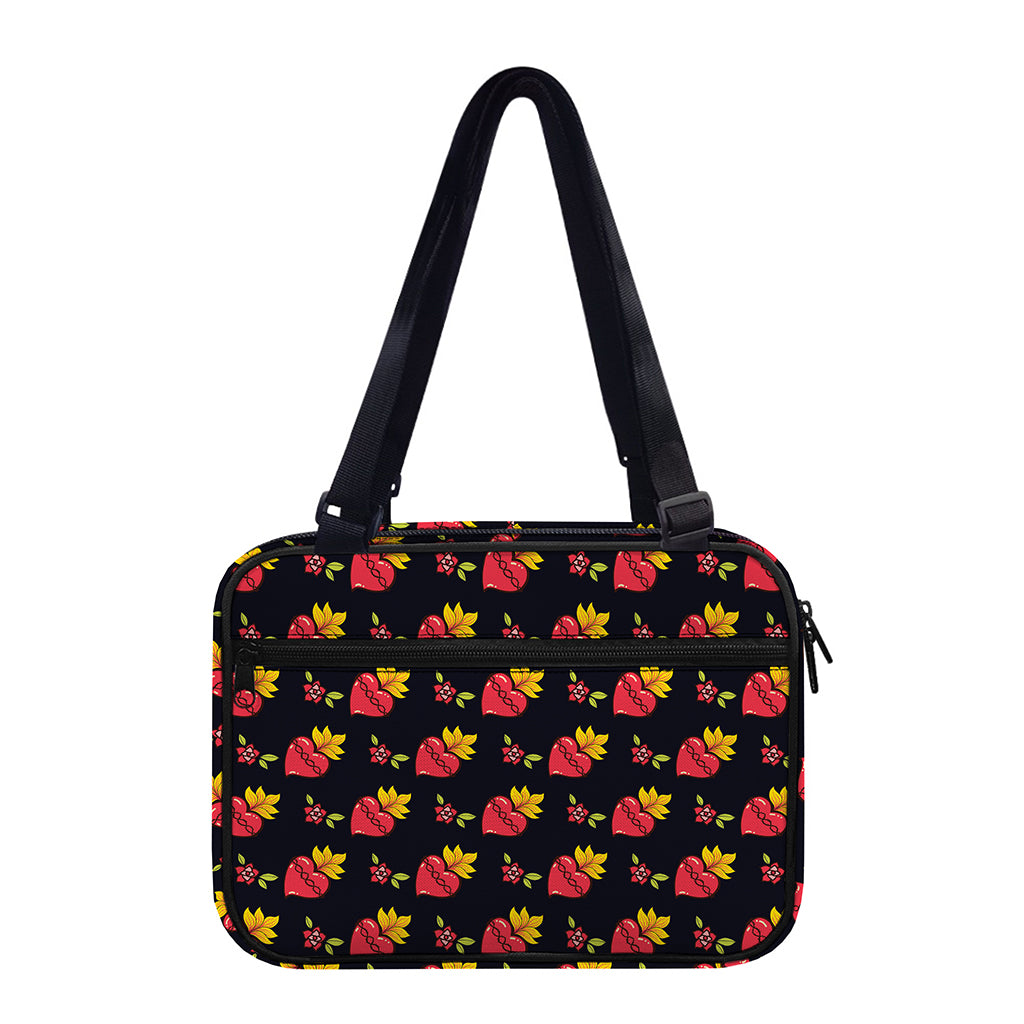 Sacred Heart Pattern Print Double Strap Bible Bag