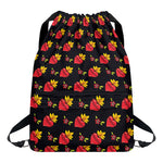 Sacred Heart Pattern Print Drawstring Backpack