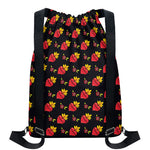 Sacred Heart Pattern Print Drawstring Backpack