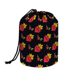 Sacred Heart Pattern Print Drawstring Makeup Bag