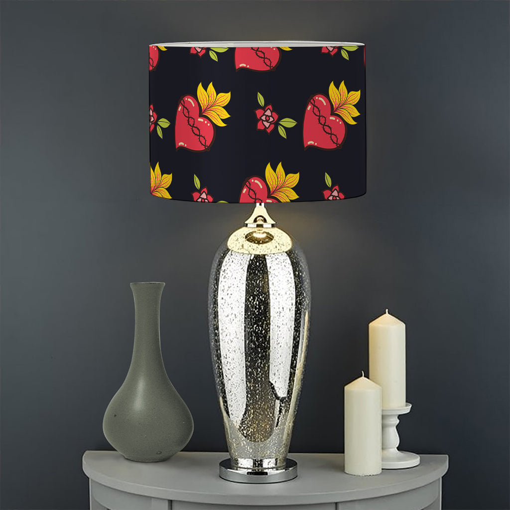 Sacred Heart Pattern Print Drum Lamp Shade