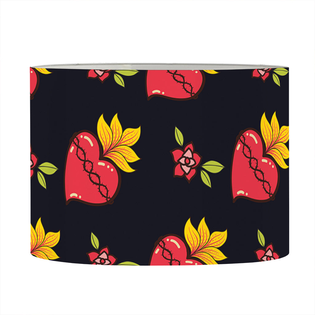 Sacred Heart Pattern Print Drum Lamp Shade