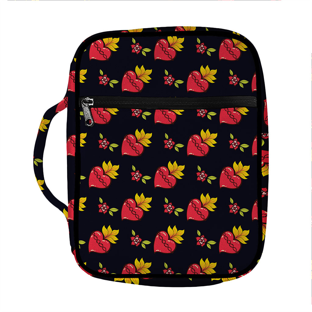 Sacred Heart Pattern Print Front Pocket Bible Bag