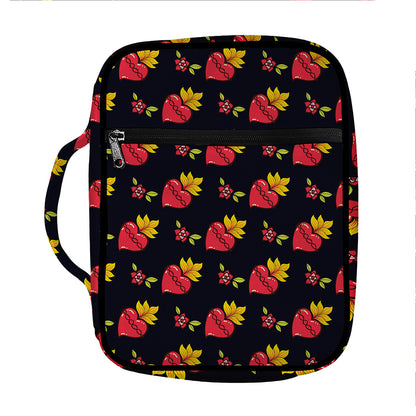 Sacred Heart Pattern Print Front Pocket Bible Bag