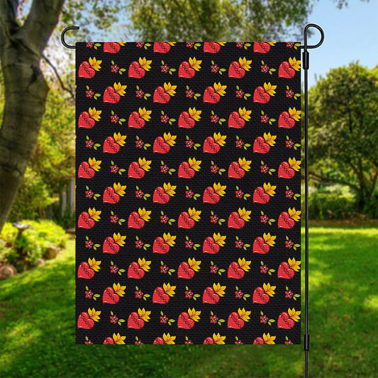 Sacred Heart Pattern Print Garden Flag