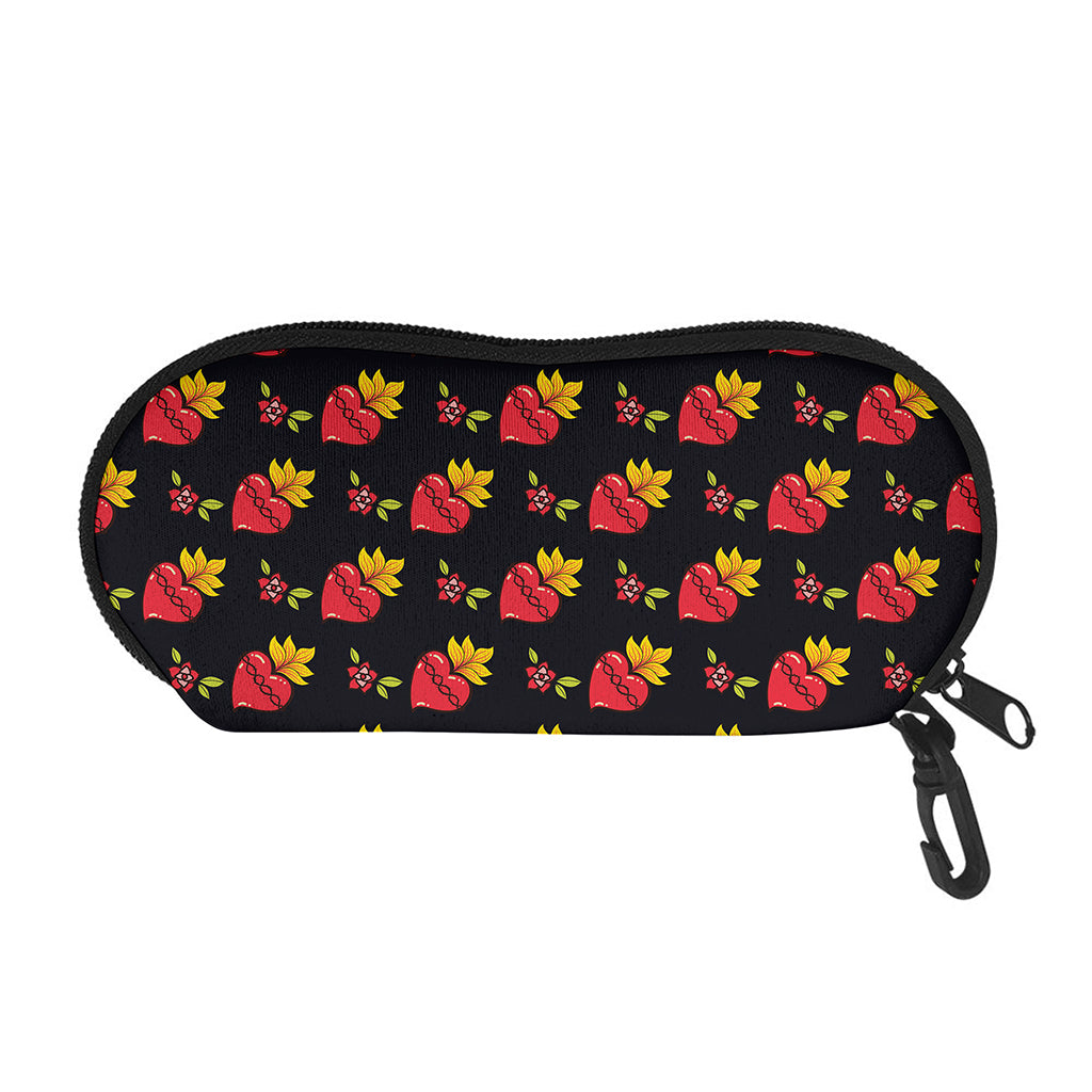 Sacred Heart Pattern Print Glasses Case