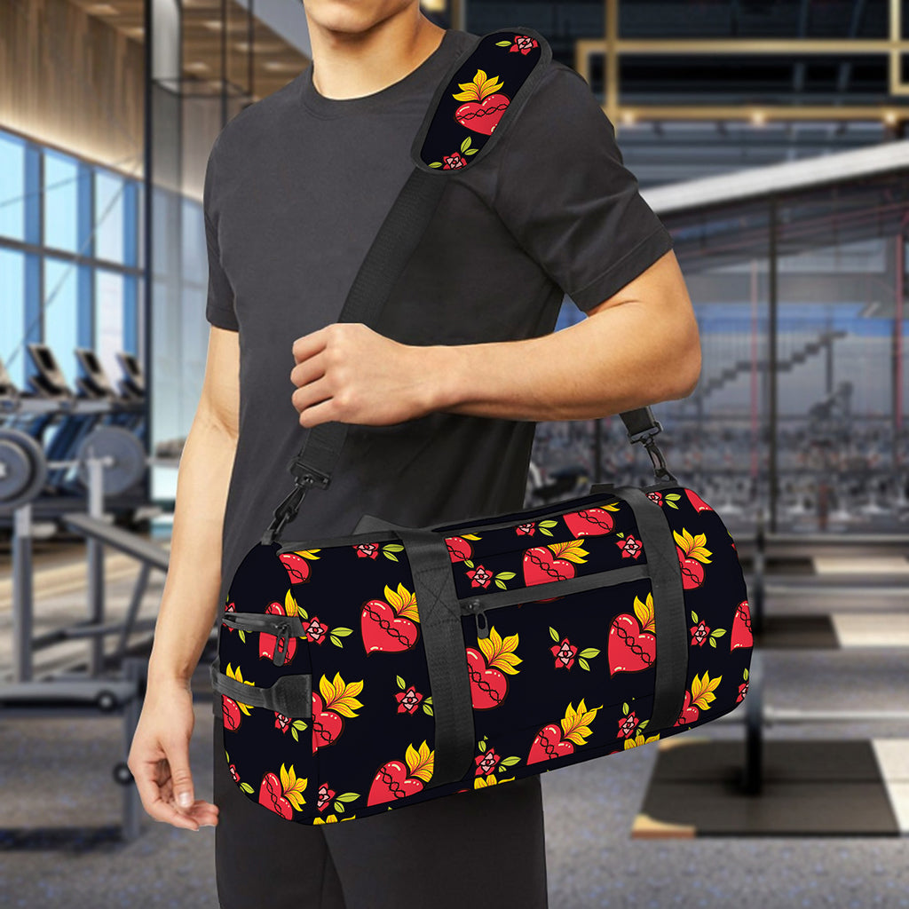 Sacred Heart Pattern Print Gym Bag