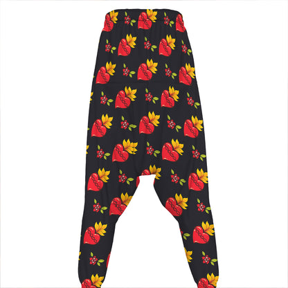 Sacred Heart Pattern Print Hammer Pants