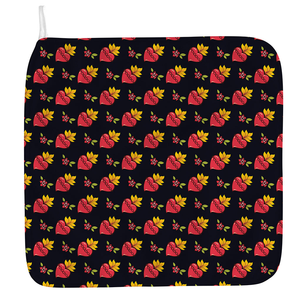Sacred Heart Pattern Print Hand Towel