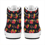 Sacred Heart Pattern Print High Top Leather Sneakers