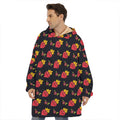 Sacred Heart Pattern Print Hoodie Blanket