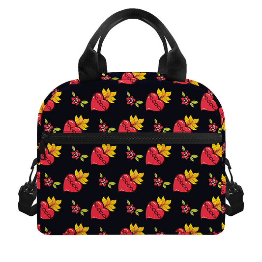 Sacred Heart Pattern Print Insulated Lunch Bag