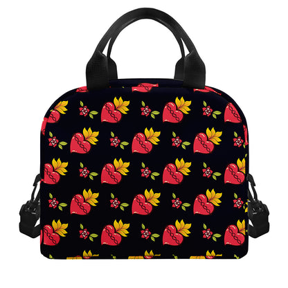 Sacred Heart Pattern Print Insulated Lunch Bag