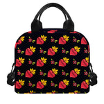 Sacred Heart Pattern Print Insulated Lunch Bag