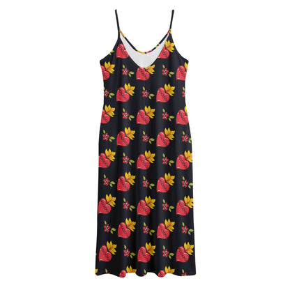 Sacred Heart Pattern Print Jersey Midi Cami Dress