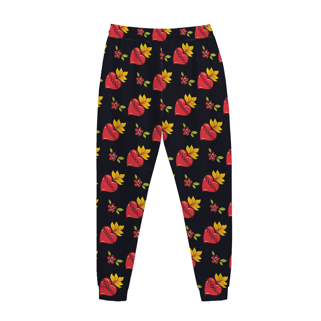 Sacred Heart Pattern Print Jogger Pants