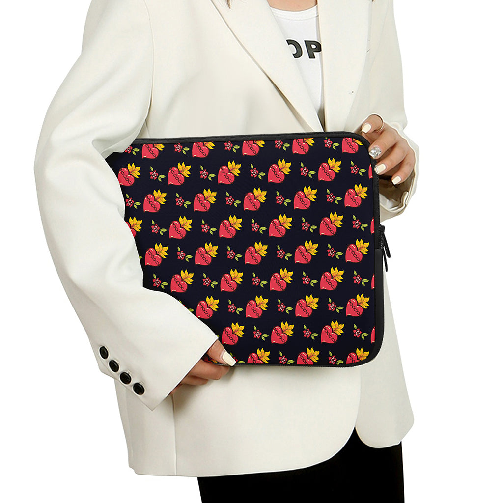 Sacred Heart Pattern Print Laptop Sleeve