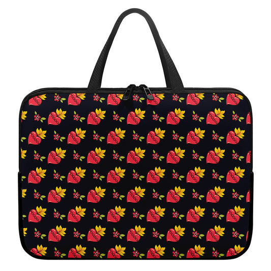 Sacred Heart Pattern Print Laptop Sleeve With Handle