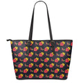 Sacred Heart Pattern Print Leather Tote Bag With Zipper