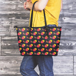 Sacred Heart Pattern Print Leather Tote Bag