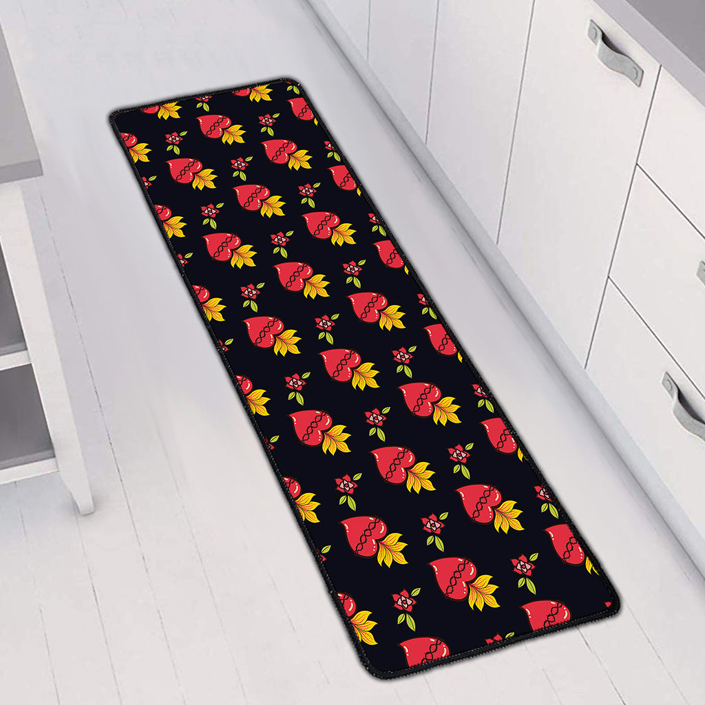 Sacred Heart Pattern Print Long Kitchen Mat