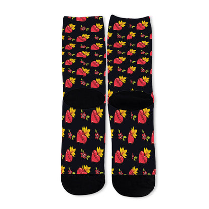 Sacred Heart Pattern Print Long Socks