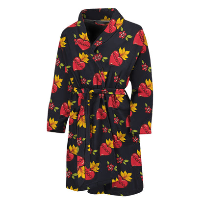 Sacred Heart Pattern Print Men's Bathrobe