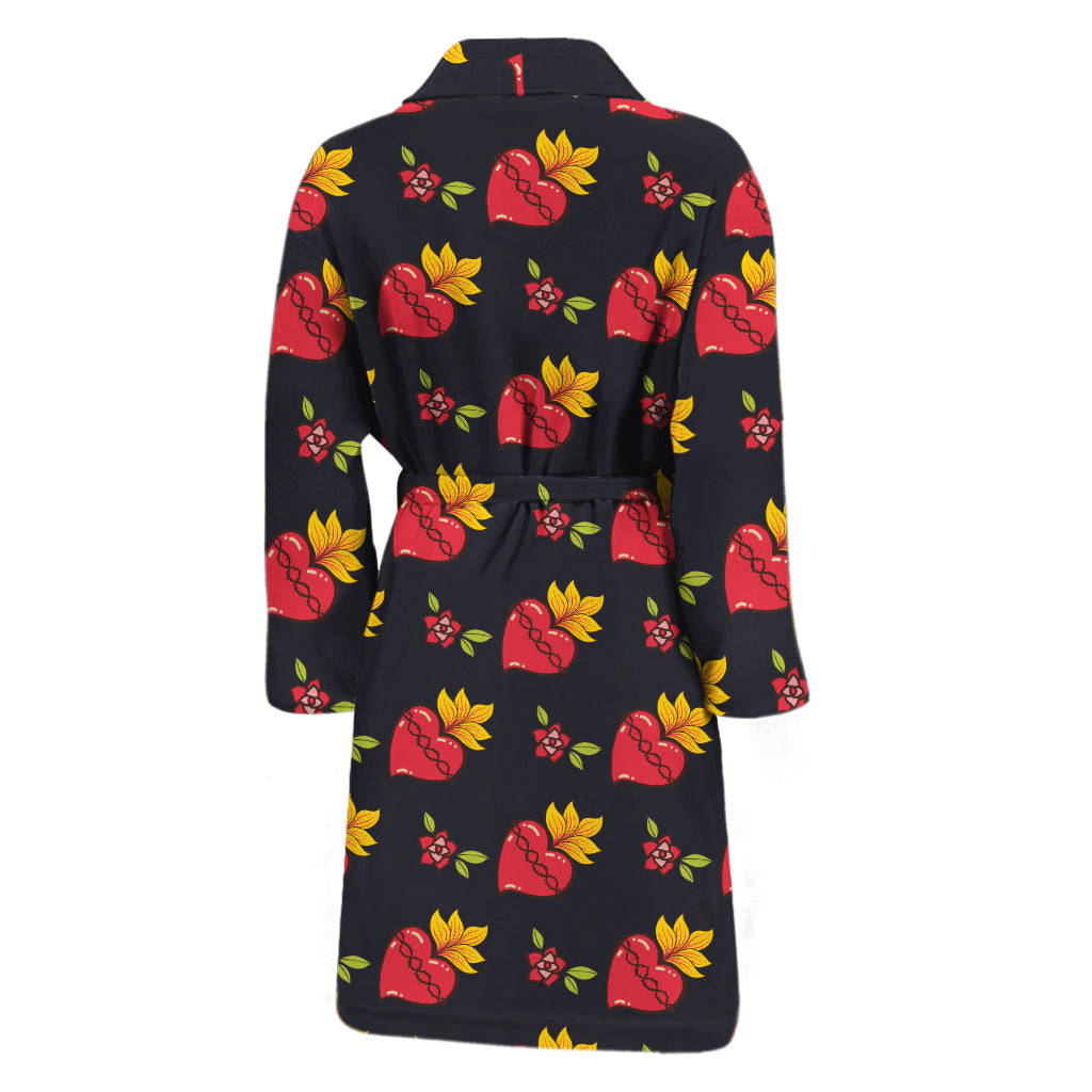 Sacred Heart Pattern Print Men's Bathrobe