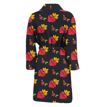 Sacred Heart Pattern Print Men's Bathrobe