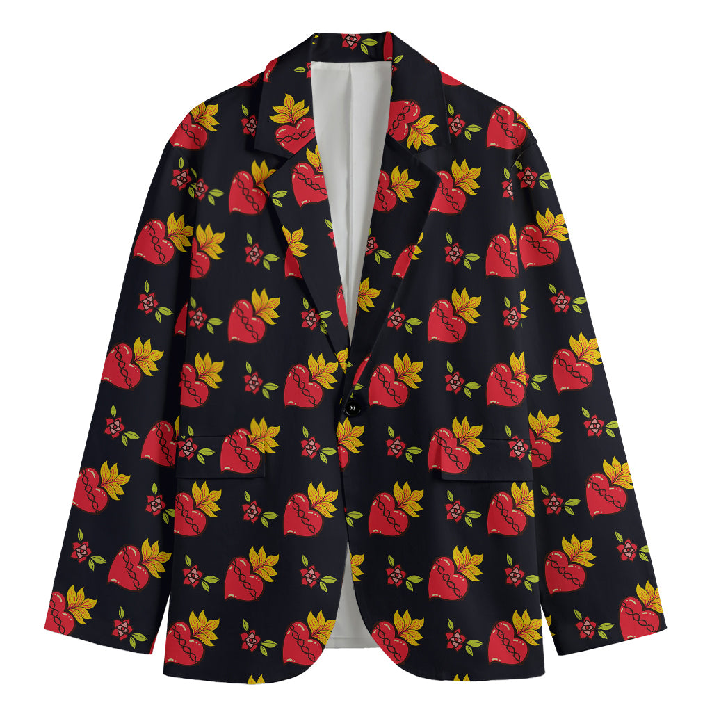 Sacred Heart Pattern Print Men's Blazer