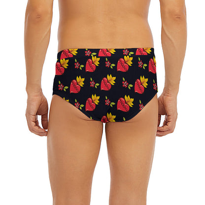 Sacred Heart Pattern Print Men's Briefs