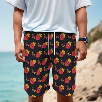 Sacred Heart Pattern Print Men's Cargo Shorts