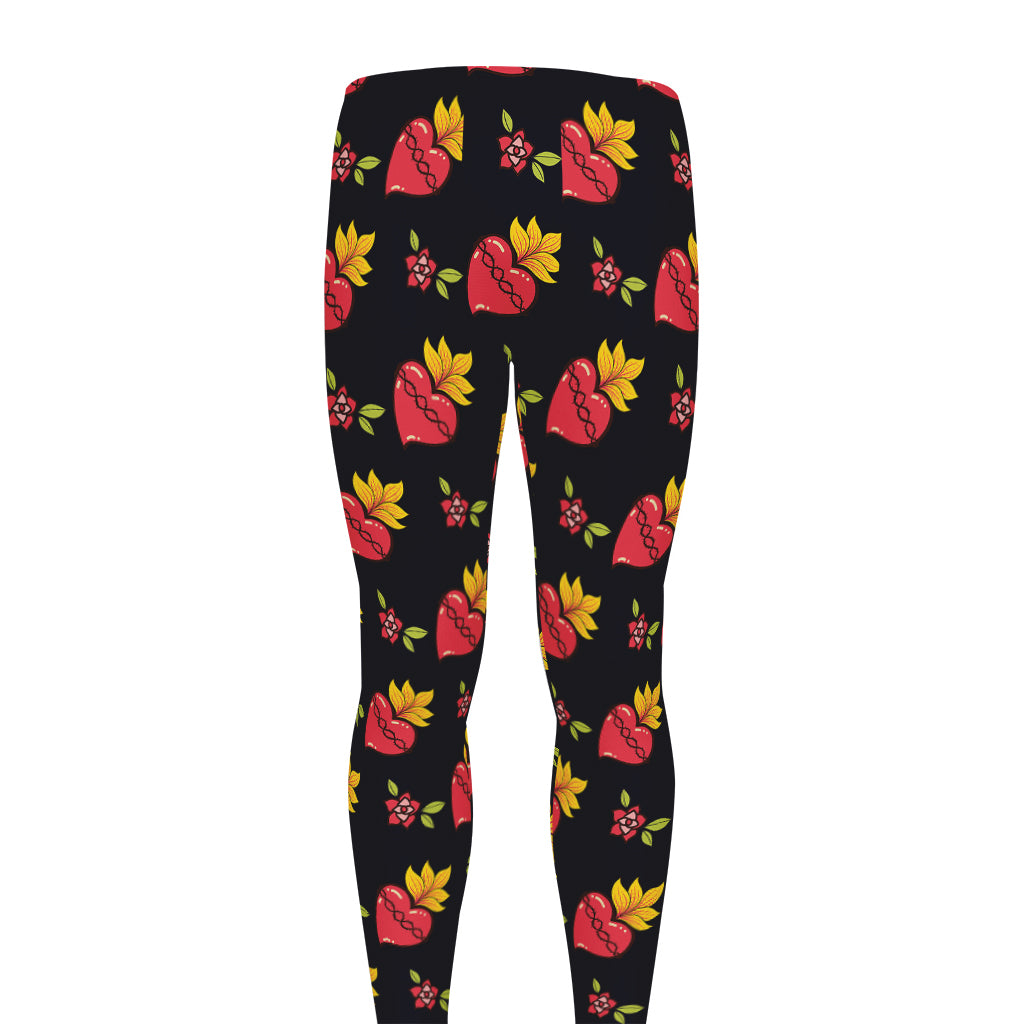 Sacred Heart Pattern Print Men's leggings