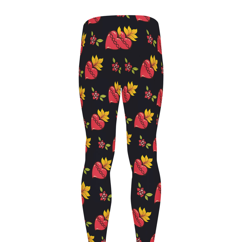 Sacred Heart Pattern Print Men's leggings