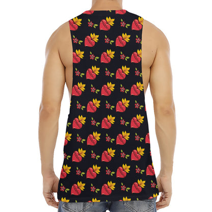 Sacred Heart Pattern Print Men's Muscle Tank Top