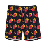 Sacred Heart Pattern Print Men's Sports Shorts