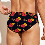 Sacred Heart Pattern Print Men's Swim Briefs